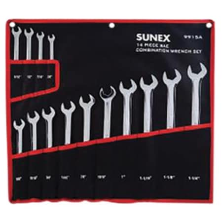 Gourmetgalley SAE Full Polished V-Groove Combination Wrench Set - 14 Piece GO3645594